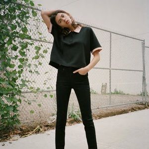 rag & bone Pique Polo in Black